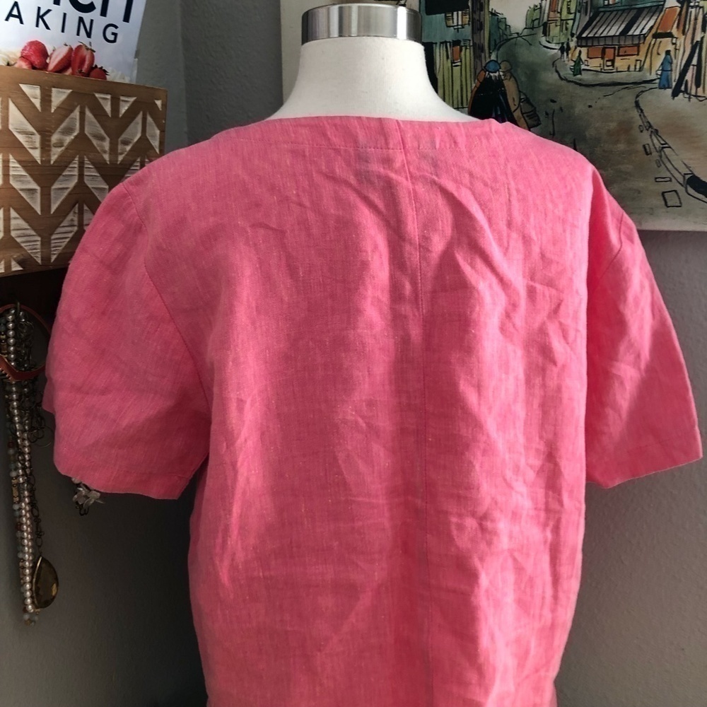 Carol Anderson Collection Linen Blouse Women's size M Short Sleeve Boxy NEW - Picture 8 of 12